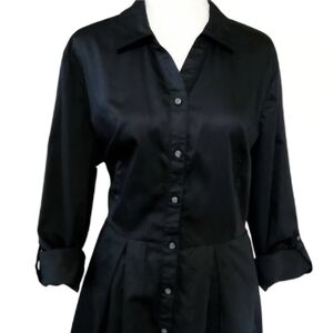 Charter Club Women's Belted Midi Shirtdress Size 6 Black
